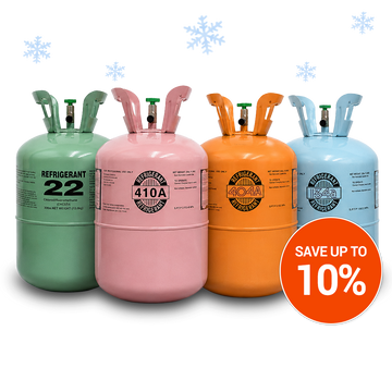Refrigerant cylinders for HVAC systems including R22 R410A R404A and R134A with up to 10% savings promotion
