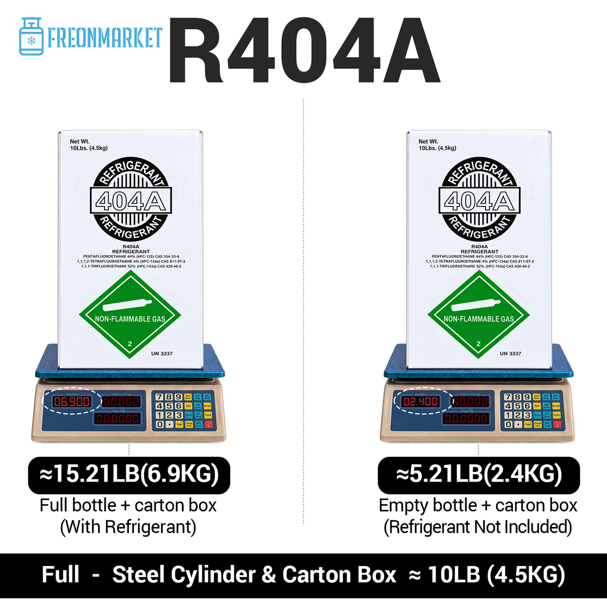 10Lb R404A R-404A Freon Refrigerant Gas