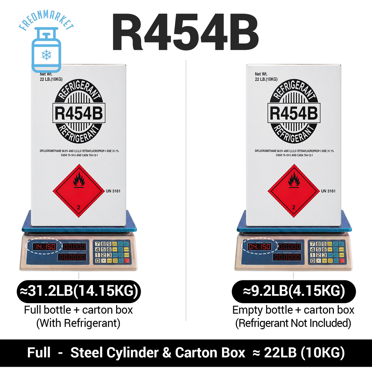 22 lb R454B Refrigerant for Compatible AC and Heat Pump Systems
