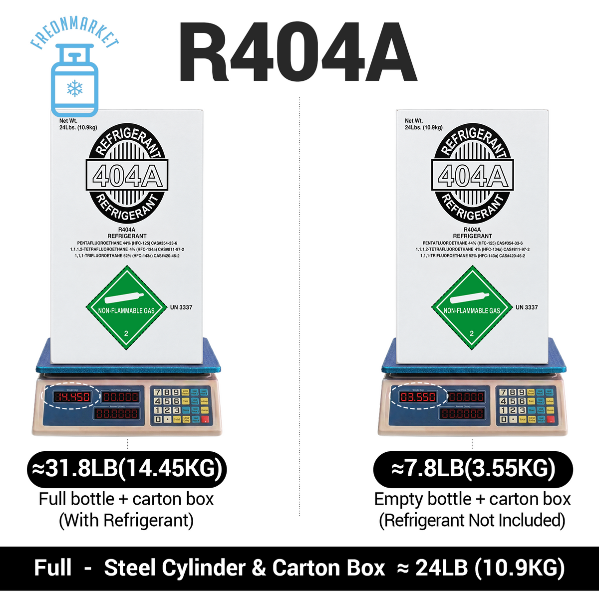 24 lb R404A Refrigerant for Commercial Refrigeration