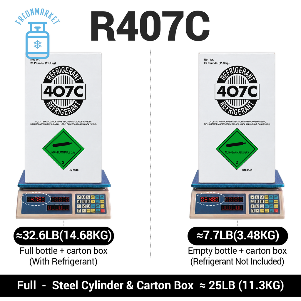25 lb R407C Refrigerant for R22 Retrofit Applications