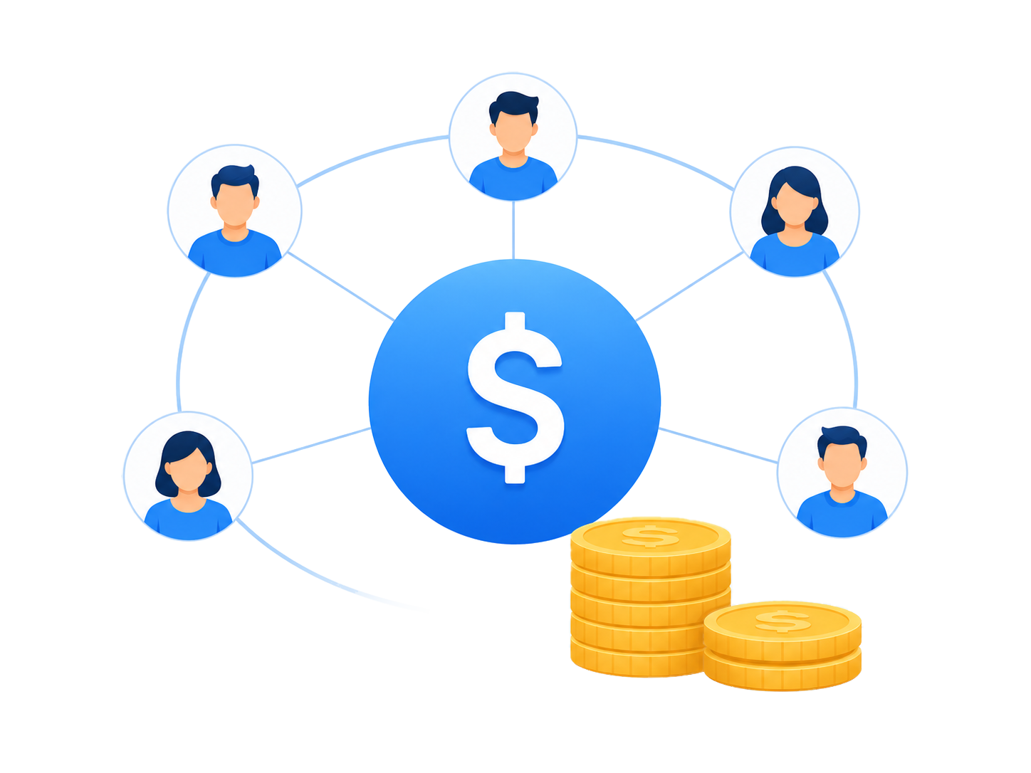 FreonMarketShop affiliate program illustration showing users earning commission through HVAC refrigerant product sales network